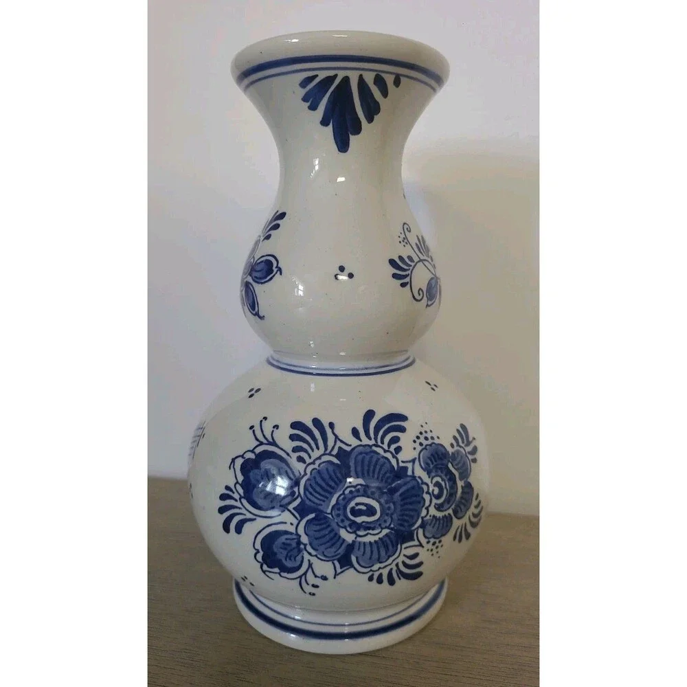 3 Piece Lot Handpainted Delft Blue Pottery Vase Bowl Pitcher Windmill Holland